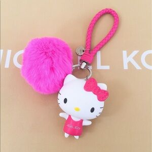 Hello kitty cute large Pom Pom keychain